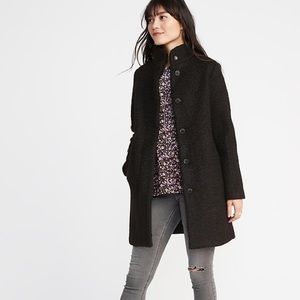 mock neck boucle coat